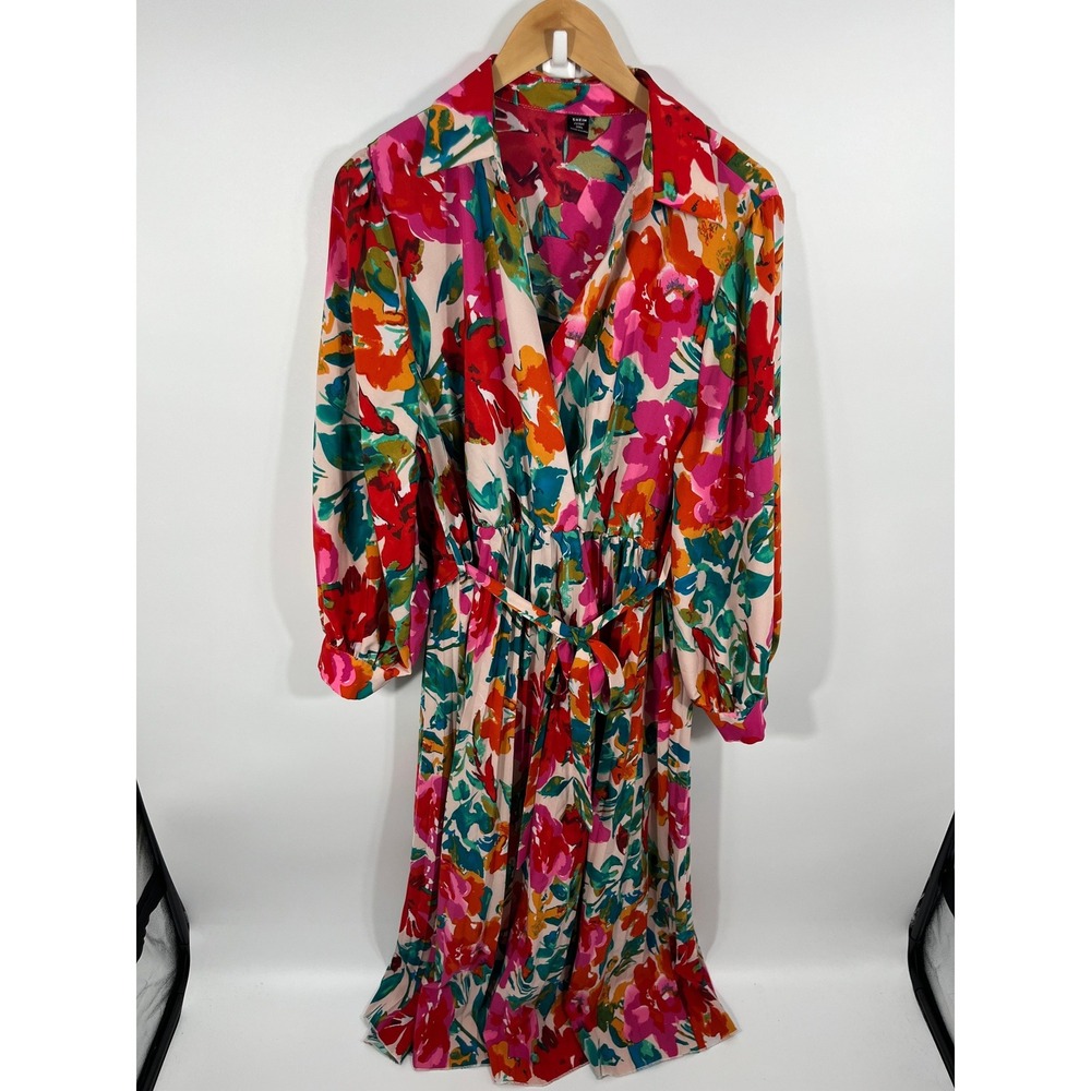 Womens Wrap Maxi Dress 3XL Floral Multicolor Wedding Guest Formal Event Modest